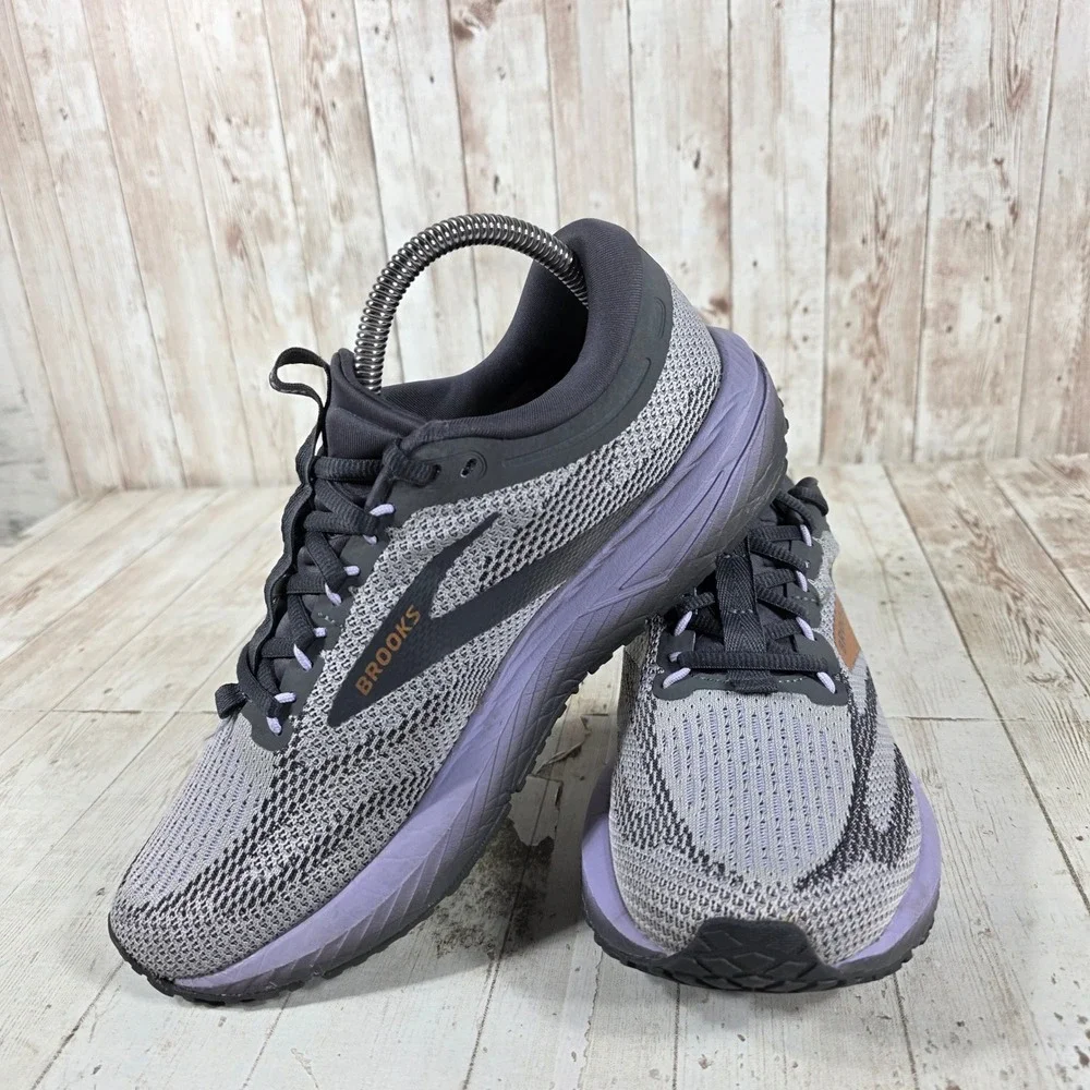 Brooks Revel 7 Womens Running Shoes Grey Purple Bronze 1204241B522 Size 8.5 B